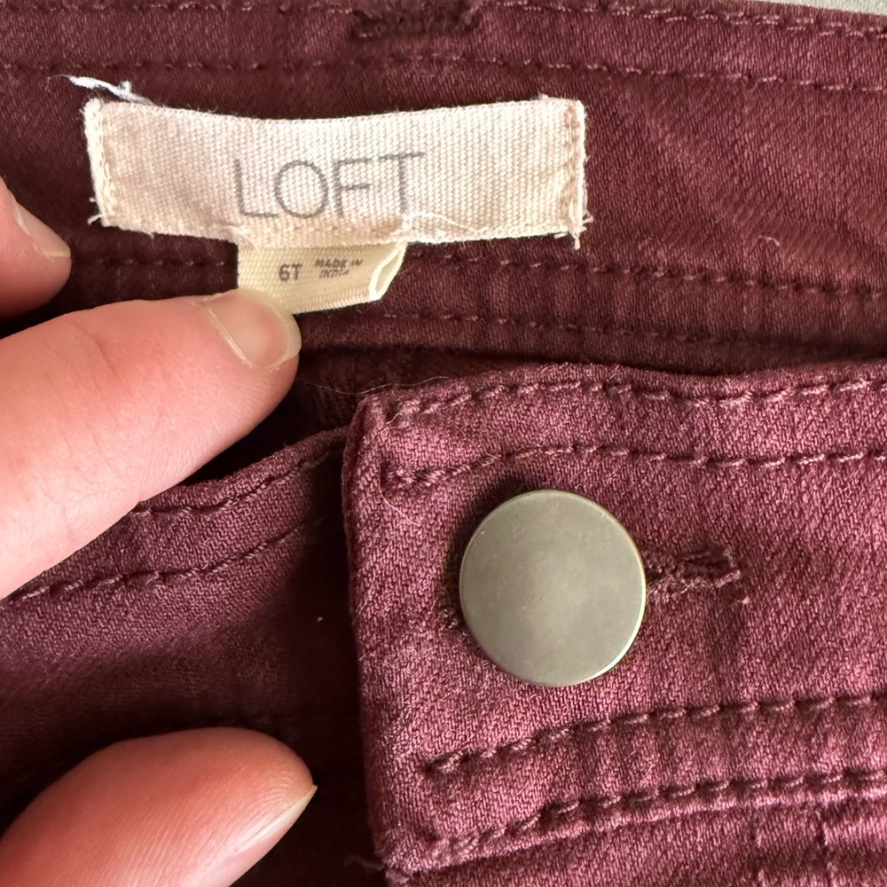 LOFT Maroon Button-Front Jeans Size 6T - Picture 6 of 9